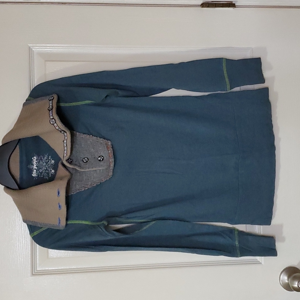 Free people long sleeve button up turtleneck
